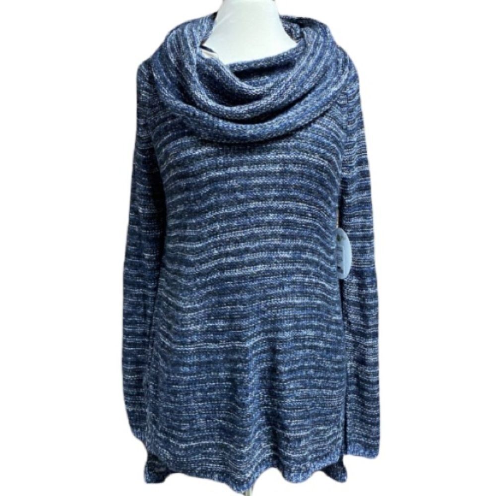 Sisters Black-Blue-White Cow-Neck Tunic Sweater